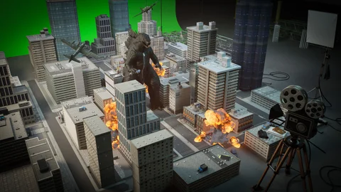 Kaiju staged on a miniature film set — view 4