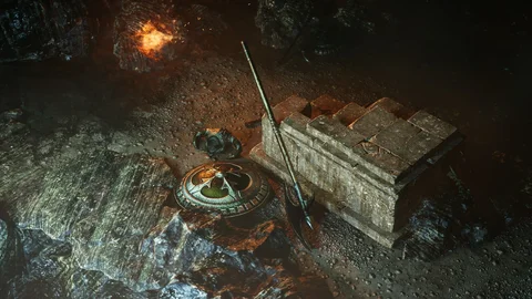 ParticleEffects cave scene relit in Unreal Engine — view 4