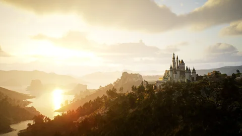 A castle in a mountainous landscape — view 2