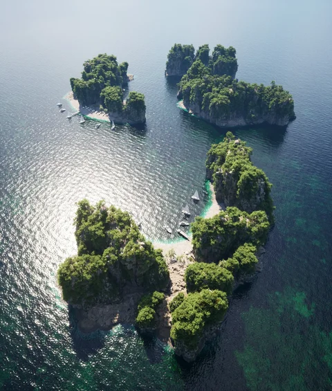 Rocky tropical islands and marine scenery — view 2