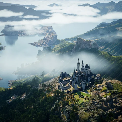A castle in a mountainous landscape — view 5