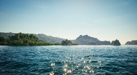 Coastal islands, boats and changing light — view 7