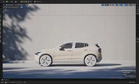 Scene development: Silver Volvo in a concrete architectural setting — view 5