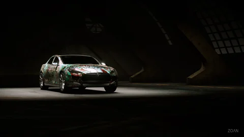 Car surfaces with animated painting treatments — view 1
