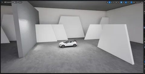 White Volvo in a geometric studio — view 4