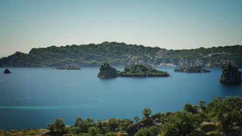 Tropical limestone islands and coastal vegetation — view 7