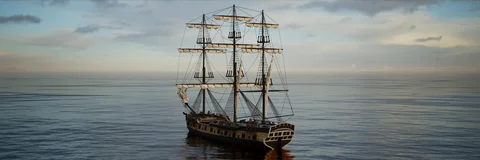 Historic sailing ships in a naval battle — view 5