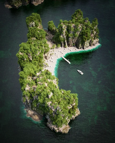 Rocky tropical islands and marine scenery — view 3