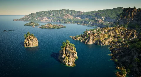 Coastal islands, boats and changing light — view 3