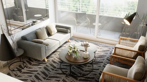 Interior spaces with plants and soft daylight — view 2