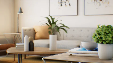 Living and dining rooms in soft light — view 5