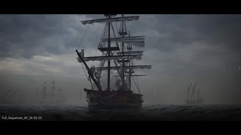 Historic sailing ships in a naval battle — view 6