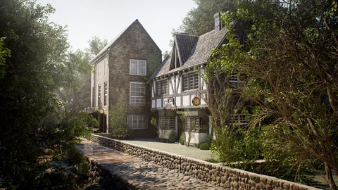 A woodland house in soft daylight — view 1
