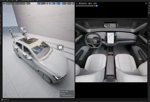 Scene development: Silver Volvo in a concrete architectural setting — view 8