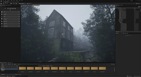 Scene development: A woodland house in soft daylight — view 12