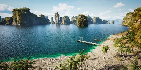 Tropical limestone islands and coastal vegetation — view 8