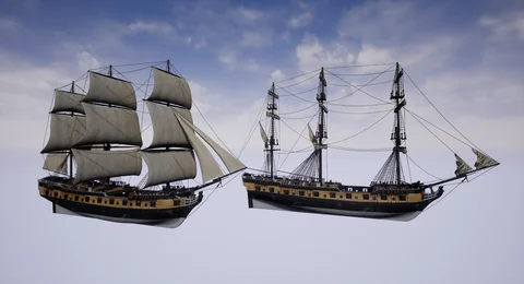 Scene development: Historic sailing ships in a naval battle — view 10