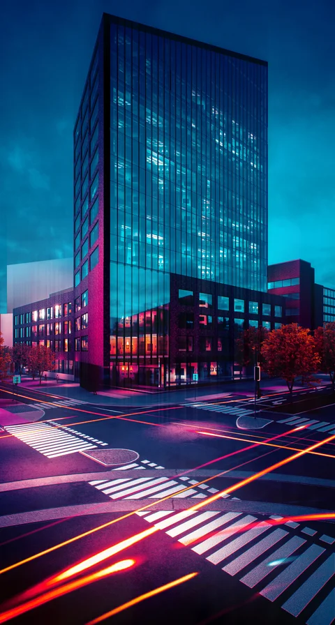 Neon architecture and vehicle light trails — view 10