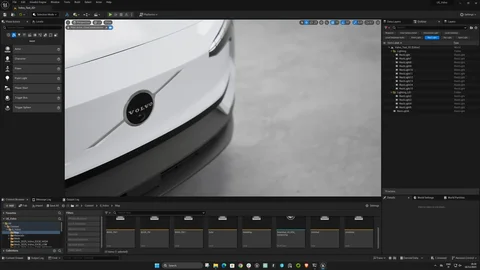 Scene development: White Volvo in a geometric studio — view 8