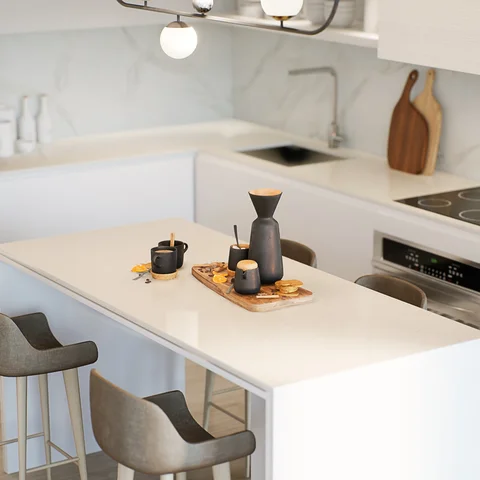 Sunlit kitchen and living space — view 2