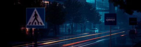Neon architecture and vehicle light trails — view 6