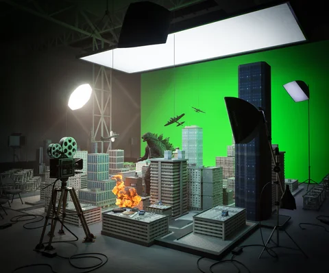 Kaiju staged on a miniature film set — view 3