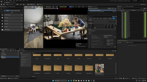 Scene development: A man detailing a miniature village — view 9