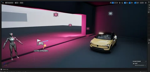 Scene development: Gold Volvo under contrasting studio lighting — view 7
