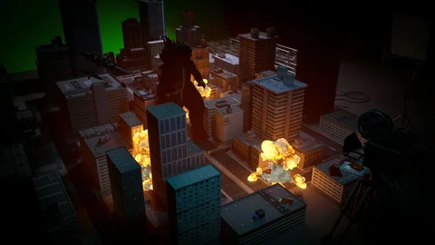Kaiju staged on a miniature film set — view 5