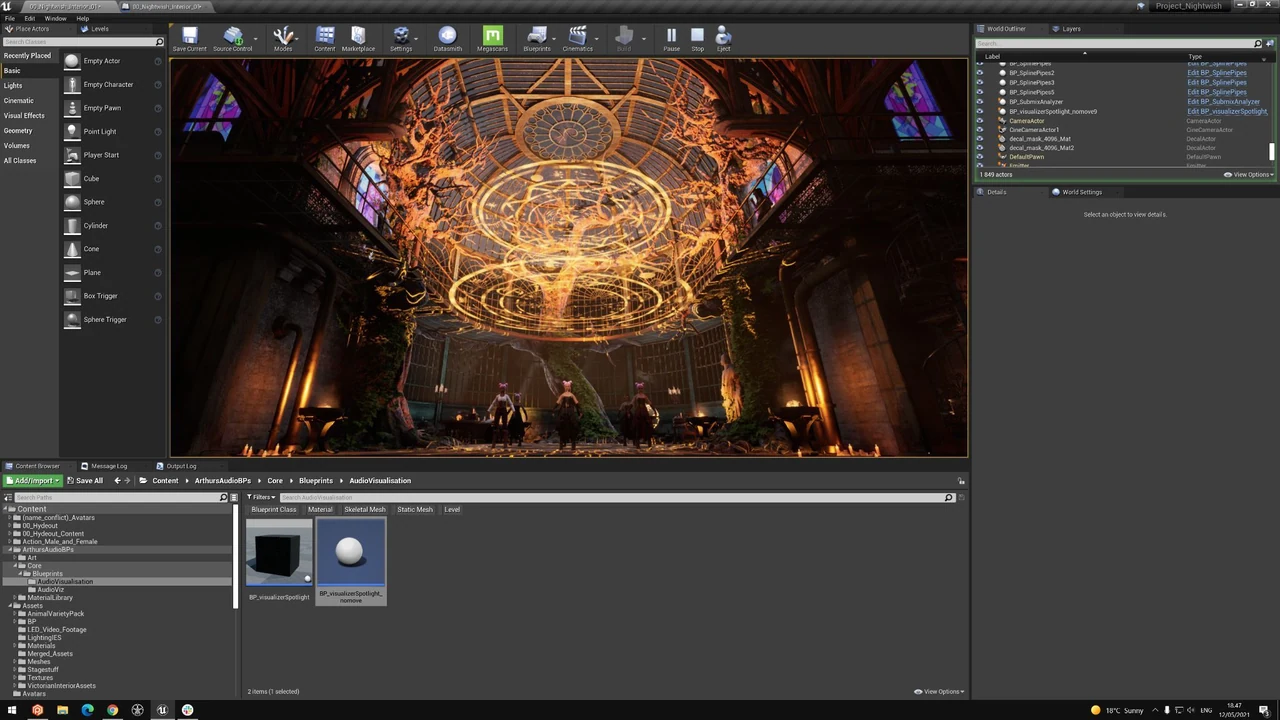 Unreal Engine editor showing the virtual concert venue