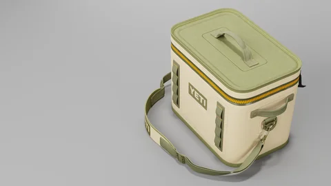 Soft cooler bag in a pale studio setting