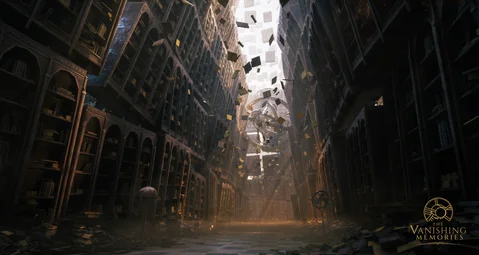The Vanishing Memories library with fractured architecture