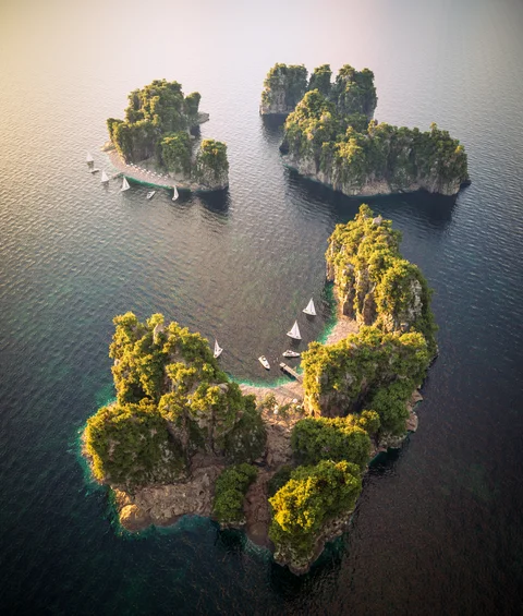 Alternate lighting treatment of an overhead island composition