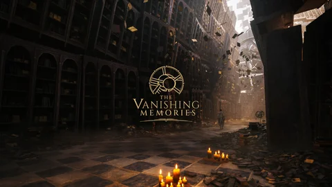 The Vanishing Memories library floor lit by candles