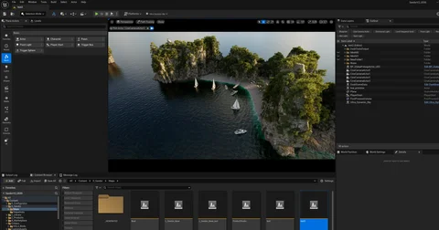 Island environment and material setup inside Unreal Engine